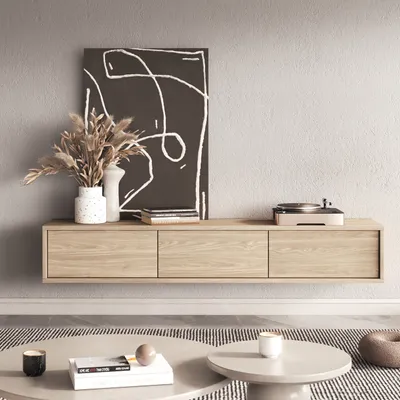 Produktbild von Masseno TV-Schrank LIVIA 180 cm Fernsehschrank mit 3 Türen TV-Lowboard für Wohnzimmer Modern 180x36x32 cm Eichefarben / Eichefarben