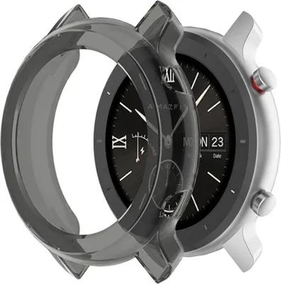 Immagine prodotto di Custodia subtel TPU compatibile con Amazfit GTR - 42mm protezione, bumper per smartwatch bracciale fitness, Trasparente / nero, assorbe urti, evita danni e costose riparazioni