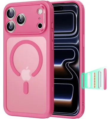 Zdjęcie produktu dla Etui do iPhone 17 Pro z funkcją sterowania aparatem, technologią MagSafe, wzmocnioną konstrukcją zapewniającą ochronę wojskową, w matowym różowym kolorze