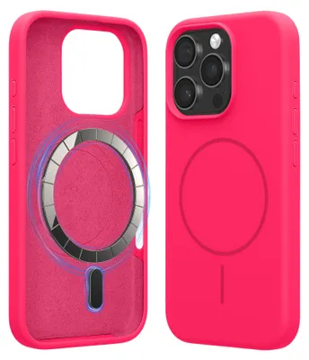 Produktbild von kwmobile Handyhülle für Apple iPhone 16 Pro - Hülle für MagSafe - Hülle für iPhone 16 Pro Case - Silikon Rückseite magnetisch in Neon Pink