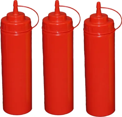 Immagine prodotto di 3 bottiglie rosse da spremere Bottiglia dispenser da 0,76 litri Bottiglia per medicazioni