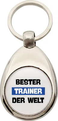 Produktbild von Huuraa Schlüsselanhänger Bester Trainer der Welt Metall Schlüsselring Einkaufswagenchip Geschenkidee