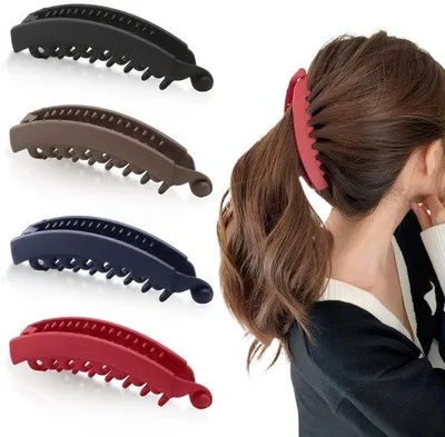Produktbild von Haarclips-Set mit 4 großen Bananen- und Pferdeschwanz-Clips, für dickes Haar, Frauen- und Mädchen-Haaraccessoires