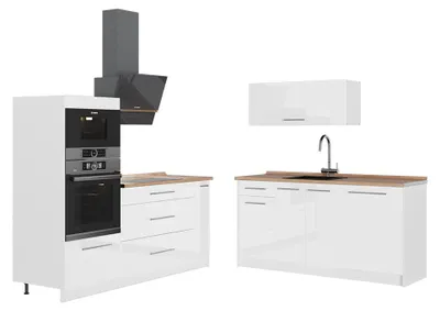 Produktbild von Küchenzeile Vicco Fame-Line Weiß Hochglanz/Weiß 340 cm, AP Eiche, Model 63745