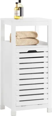 Immagine prodotto di BZR67-W, armadio per la biancheria/armadio per il bagno, con sacco per la biancheria pieghevole, bianco, salvaspazio
