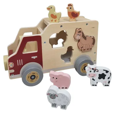 Produktbild von Playwood Holz Formenauto Bauernhoftiere Spielzeug pädagogisch