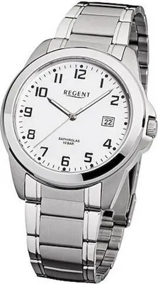 Produktbild von REGENT F-923 Herrenuhr Edelstahl Saphir 39 mm 10 BAR Weiß