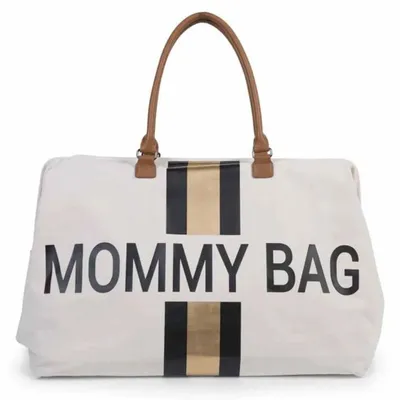 Produktbild von Mommy Bag Gross Canvas Offwhite Stripes Black/Gold