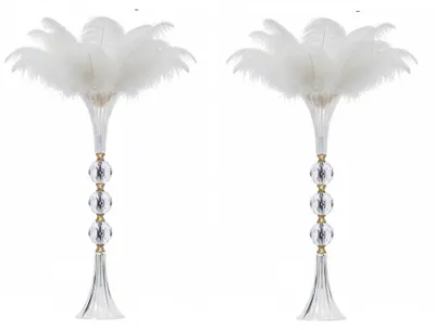 Image de Omgoods - Lot de 2 vases en cristal transparent pour la décoration de table, 63 cm