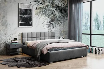 Obrázok produktu pre Čalúnená posteľ s prešívaným čelom 140x200 RICARDINA - šedá