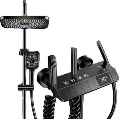 Produktbild von Duscharmatur Set, Digitale Anzeige, Thermostatsteuerung, Schwarz