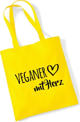 Produktbild von Huuraa Jutebeutel Veganer mit Herz 10 Liter Yellow Baumwolle Tasche Geschenkidee