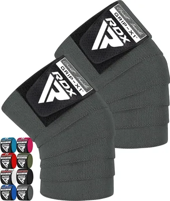 Produktbild von RDX Kniebandagen, Paar, Gewichtheben, IPL USPA-, 78 Zoll lange elastische Gurte für Fitnessstudio-Workout, Fitness-Kniebeugen, Powerlifting, Training für Männer und Frauen, Kniebeugen, Beinpresse