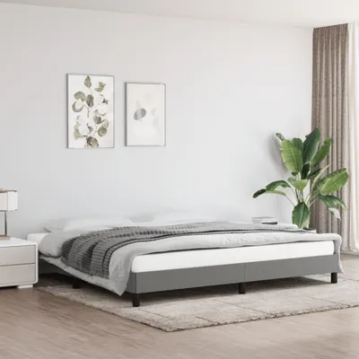 Image de The Living Store Cadre de lit gris foncé 200x200 cm Tissu