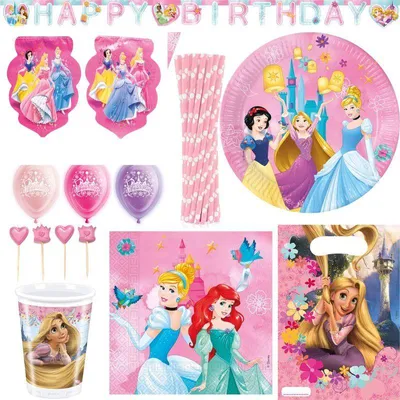 Produktbild von Rapunzel XL Partyset zum Kindergeburtstag Disney Princess Party Deko 56 tlg.