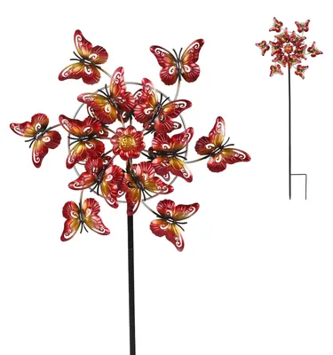 Image de Elzusha - Éolienne décorative en forme de papillon, résistante aux intempéries, pour jardin, 136 cm