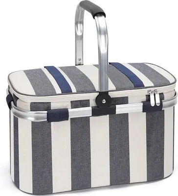 Immagine prodotto di Borsa termica isolata da picnic con maniglia in alluminio e coperchio impermeabile, blu scuro, per il campeggio