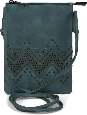 Produktbild von styleBREAKER Damen Mini Umhängetasche Nieten 14x19 cm, Piniengrün