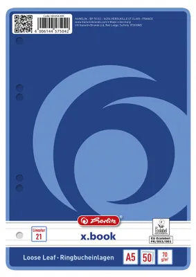 Produktbild von Herlitz Ringbucheinlagen "pro terra" DIN A5 50 Blatt liniert