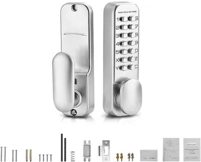 Produktbild von Mechanischer Einbauschiebeschloss mit Stabstange, 14-Schloss-Zahlencode, einseitig wasserdicht, aus rostfreiem Stahl, für Außentor, Garage, Innenhof