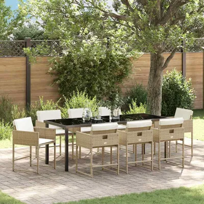 Produktbild von Maison Exclusive - Garten Essgruppe 9 stk. Beige Poly-Rattan