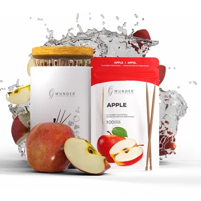 Produktbild von Wunder Zahnstocher - 1x Apfel Refill Wunderzahnstocher mit Geschmack + 1x Zahnstocherspender für deinen Lifestyle