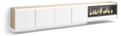 Immagine prodotto di Mobili TV effetto legno Bianco Rovere 315x35x50cm camino effetto fuoco