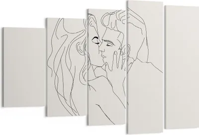 Produktbild von Bild auf Leinwand - Leinwandbild - 5 Teile - Art. Linie Kuss - 150x100cm - Wand Bild - Wanddeko - Wandbilder - Leinwanddruck - Bilder - Wanddekoration - Leinwand bilder - Wandbild - EG150x100-4757