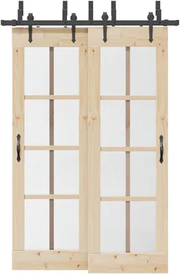 Produktbild von Schiebetürbeschlag-Set 152,5 cm Stahl Schwarz, Schiebetürsystem, Schiebetür Beschlag - 3295725