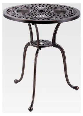 Produktbild von Gartentisch aus Aluminiumguss, 61x61x71cm, wetterfester Balkontisch mit Schirmloch und verstellbaren Fußpolstern, runder Bistrotisch für Garten, Hinterhof, Balkon