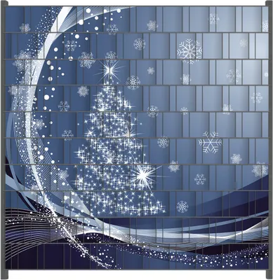 Produktbild von Wallario Zaunsichtschutz mit Motiv Glitzernder Tannenbaum mit Schneeflocken für Ein- und Doppelstabmatten Zäune in der Größe 200 x 200 cm