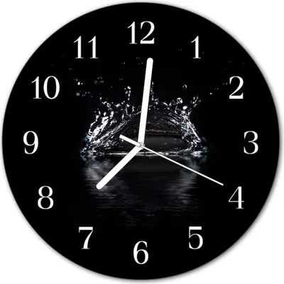 Produktbild von Glasuhr Wanduhr Küchenuhr Echt-Glas 30fi cm Wasser schwarz