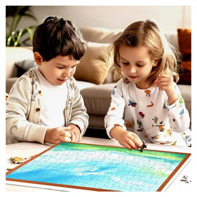 Produktbild von Faltbare Puzzlematte mit Rahmen, rutschfeste Präsentationsmatte für Puzzles, tragbares Faltbrett für Zuhause, Schule und Kindergarten