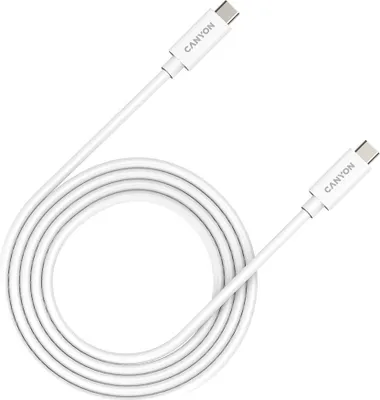 Immagine prodotto di Canyon UC-42, cavo USB-C/USB-C da 2 m, 48V/5A, 240W di potenza EPR, 20GBPS, per laptop, chip E-mark, bianco