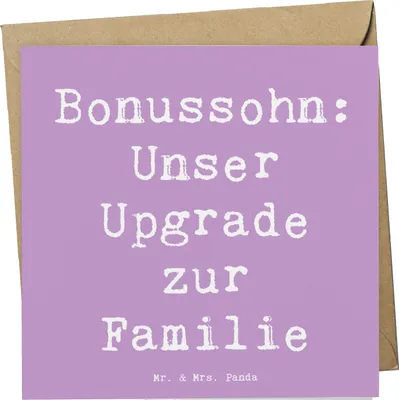 Produktbild von Mr. & Mrs. Panda Klappkarte Spruch Bonussohn Wertschätzung - Lavendeltraum - Geschenk, Jubiläen, Familienmitglied, Glückwunschkarte, Familienzusammenführung, faltkarte