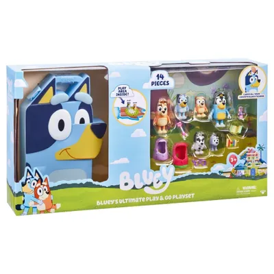 A Bluey themed playset in its retail packaging.