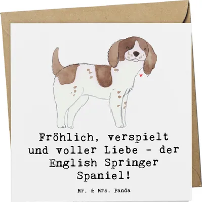 Produktbild von Mr. & Mrs. Panda Klappkarte English Springer Spaniel Freude - Weiß - Geschenk, anlasskarte, Hunderasse, Grußkarte, Hunderassen Charakter, doppelkarte, Glückwunschkarte