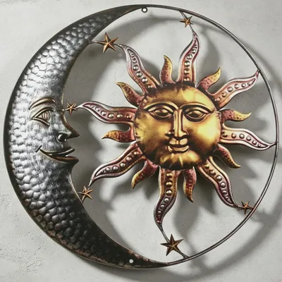 Metall-Wanddeko außen wetterfest 30 cm goldfarben