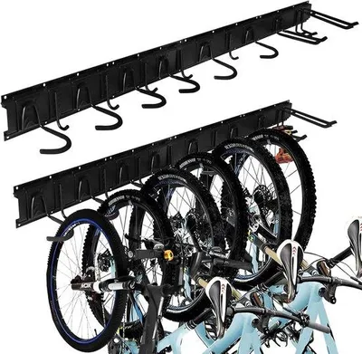 Produktbild von Famanu Fahrradständer für 6 Fahrräder und 5 Helme - Verstellbare Wandmontage, Schwarz