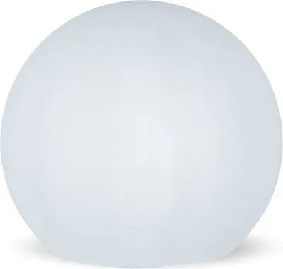 A white, spherical LED light.