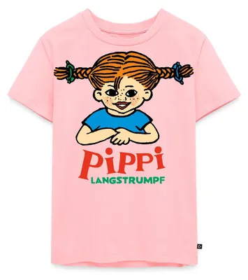 Produktbild von Spreadshirt Pippi Langstrumpf Logo Kinder Premium T-Shirt, 134/140 (8 Jahre), Rosa
