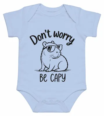 Produktbild von Don't worry Be CAPY Capybara Sonnenbrille Lustig Statement Sarkasmus Baby Body, Hellblau, 12/18