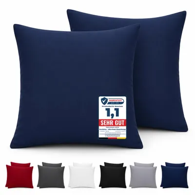Produktbild von Komfortec Premium Kissenbezug 80x80 cm – 2er Set – Kissenhülle mit Reißverschluss – 100 % gebürstete Mikrofaser– Superweich – Blau Kopfkissenbezug, KI-generiertes Bild