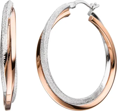Produktbild von JOBO Creolen 925 Sterling Silber bicolor vergoldet mit Struktur Ohrringe