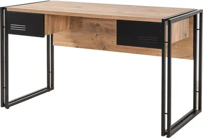 Produktbild von Schreibtisch Dbonifaz, Mehrzweckschreibtisch, Bürotisch für PC, Eckschreibtisch, 139x60h75 cm, Eiche und Schwarz
