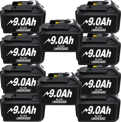 Immagine prodotto di Compatibile con Makita, batteria di ricambio per elettroutensili, 18V grigio, confezione da 10, adatta a BL1830/BL1860/BL1890