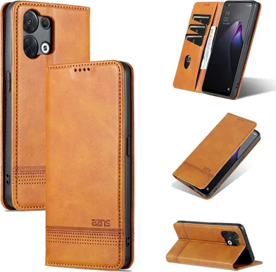 Produktbild von Oppo Reno8 Leder Hülle, Klapphüllen Brieftasche Magnetverschluss Ständer Schutzhülle für Oppo Reno8 Gelb
