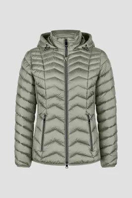 Productafbeelding van Barbara Lebek – Damen – Steppjas, donsjas met capuchon, kleur: lichtgroen – Artikelnummer: 10940062