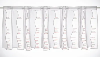 Produktbild von Gardinen Kranzusch Scheibengardine moderne Streifen 50x93 cm H/B weiß rot grau Bistrogardine Vorhang Küche 1er Pack