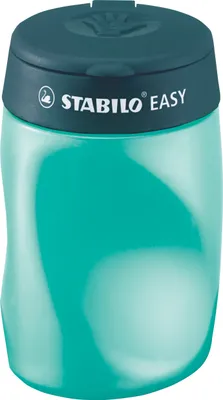 Produktbild von STABILO EASYsharpener Bleistiftspitzer Petrol, ergonomisch für Linkshänder, Dosen-Spitzer mit ergonomischen Griffmulden, aus Kunststoff und Stahl, transluzent für sichtbaren Füllstand, mit Sicherheitsschraube (Kindersicherung), für STABILO EASYgraph, EASYcolors, EASYergo 3.15 und Standardstifte, 48 x 68 x 40 mm (B x H x T)